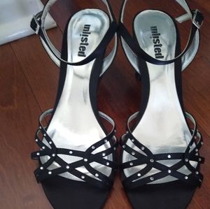 Unlisted black dressy heels/sandals w/rhinestones